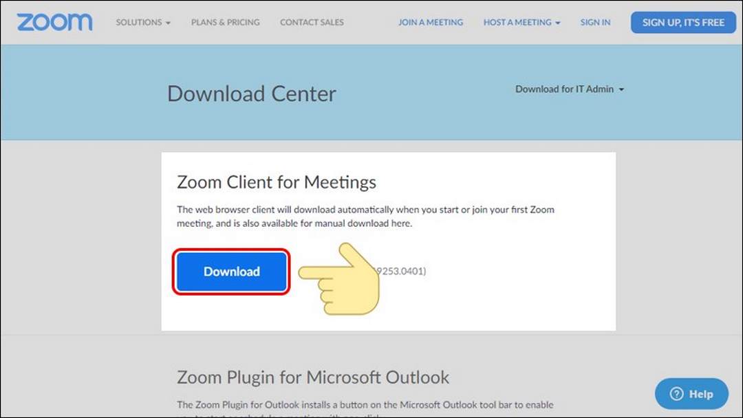Trong mục Zoom Client for Meetings bạn chọn mục Download để tải về