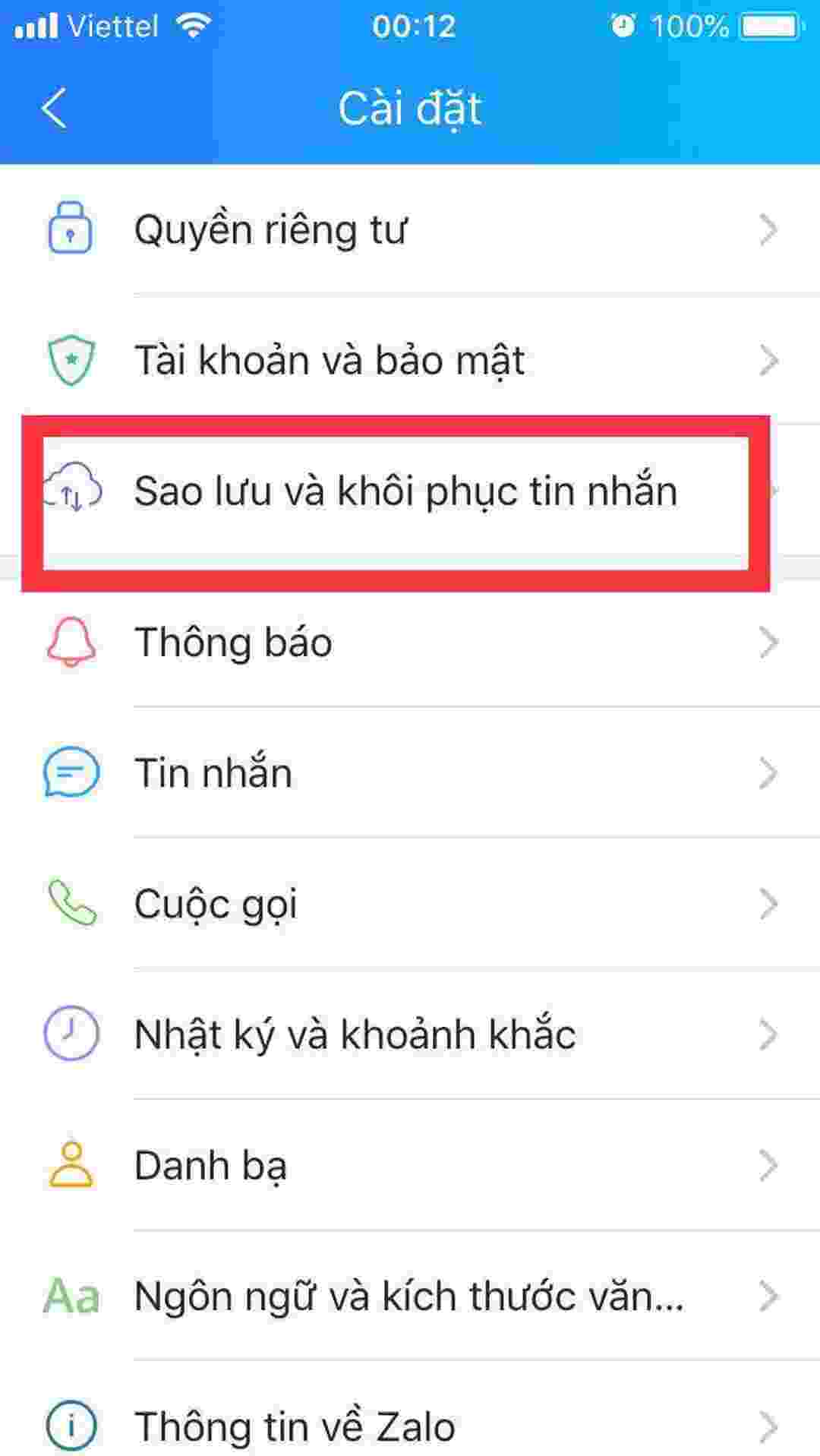 Chọn biểu tượng Cài đặt ở góc trên bên phải như hình dưới.