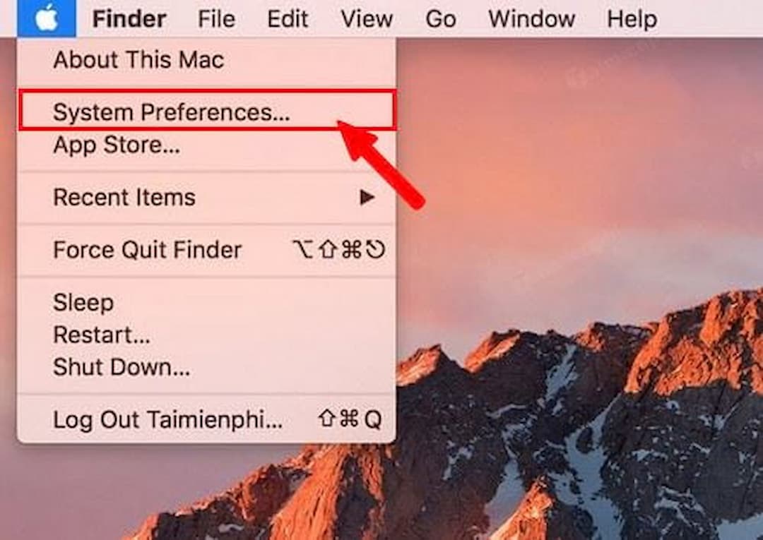 Chọn System Preferences