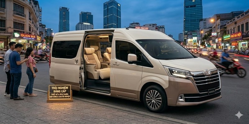 Toàn cảnh xe toyota hiace 9 chỗ
